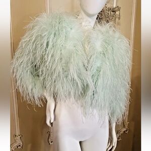 Alice + Olivia Pale Mint Feather Jacket Size Small